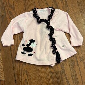 Pink Long Sleeve Kids Top with Poodle Design